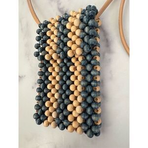 Blue bubble beaded crossbody purse beach vacation bag Universal Thread tan ball
